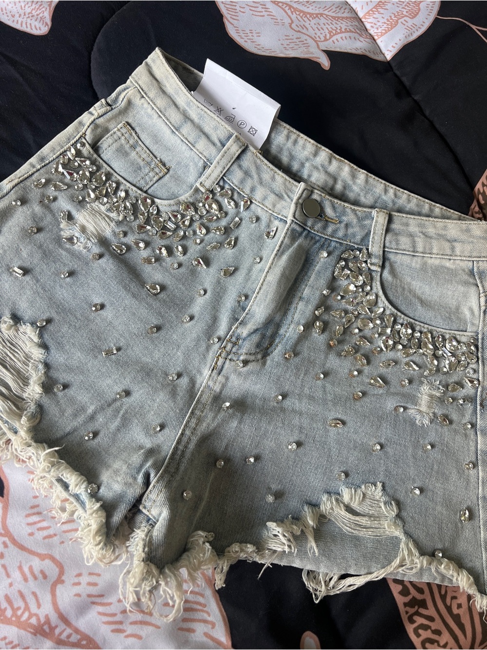 Embellished Light Blue Denim Shorts - Picture 8 of 10